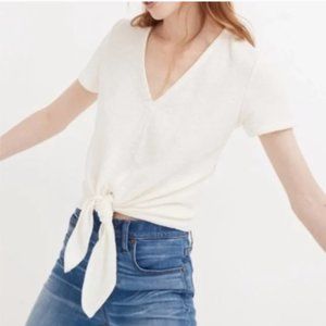 Madewell Texture & Thread Knot Front Woven Top 3/$20